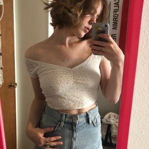 White Lace Crop Top